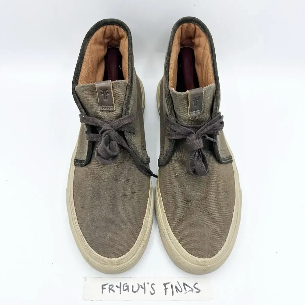 Frye Men's Ludlow Mid Chukka Boots Canvas Olive Green Sneaker Men's Size 10